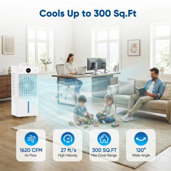 Portable Air Conditioners Fan, Windowless Evaporative Air Cooler 2 Modes & 6 Speeds, 12H Timer for Smart Auto-off, 3-Gals Tank for 20H Cooling,16FT Remote,No Hose Needed,38db Swamp Cooler 