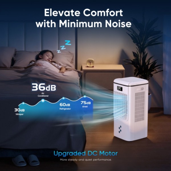 4-in-1 Evaporative Air Cooler, Portable Air Conditioner & Swamp Cooler with 3 Speeds & 4 Modes, 2-Gal Water Tank, Remote and Touch Control, Low-Noise for Indoor Daily Use